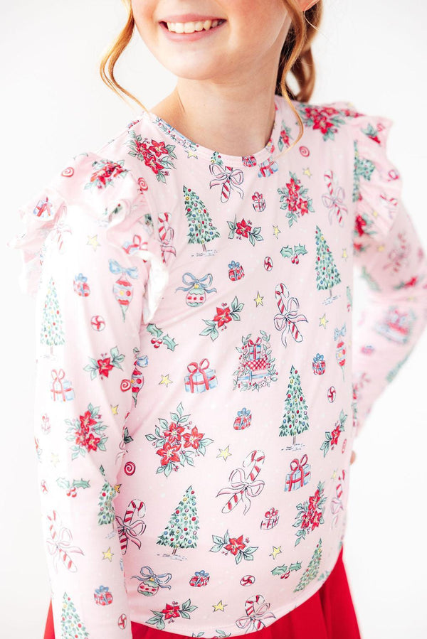 pink-christmas-l-s-ruffle-tee Mila & Rose - Sophia's StyleRuffle Tee L/S-1
